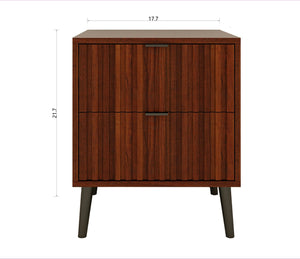 English Elm Wooden Coffee Nightstand with 2 Drawers for Bedroom Storage, Durable Engineered Wood, Compact Design W2139P306392