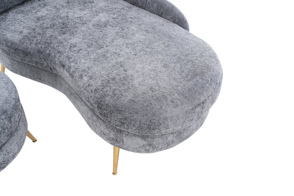 English Elm 58'' Chenille Chaise Lounge with Footstool Pocket Spring Comfort for Bedroom Living Room W2363S00089