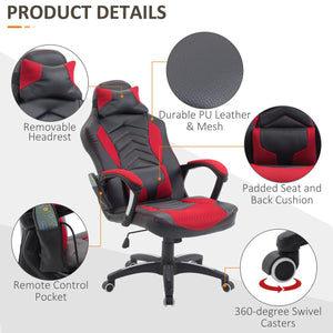 English Elm Homcom Racing Style Gaming Chair With 6-Point Massage, Heated Support, Adjustable Height & Recline W2225P217485