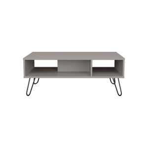 English Elm Coffee Table Marydel Smoke Gray Engineered Wood with Hairpin Legs, Open Shelves & Modern Style B092P238711