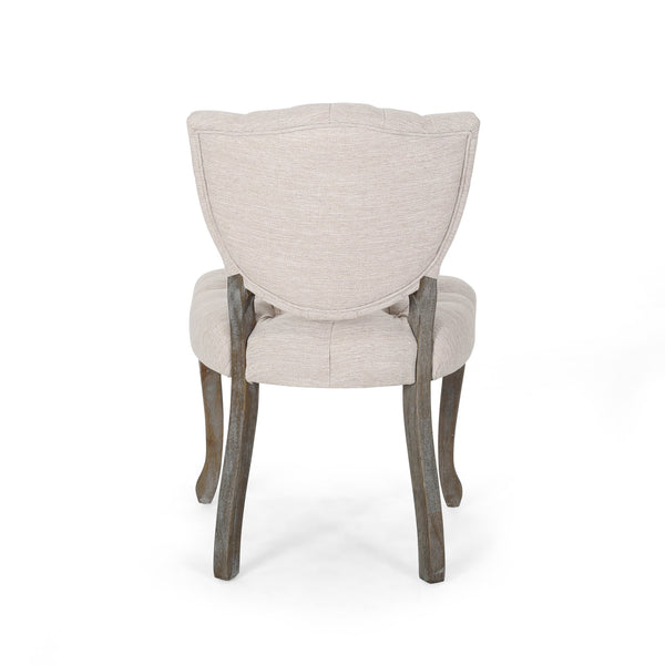 English Elm Kd Button Tufted Dining Chairs Set of 2 Rubberwood Scrolled Legs Vintage Style 61624.00FBGE