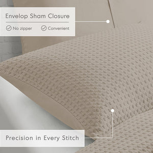 JLA Home Comfort Spaces - Waffle Plush Comforter Set with Breathable Waffle Weave Texture for Year-Round Warmth and Durability Neutral AM10-0018