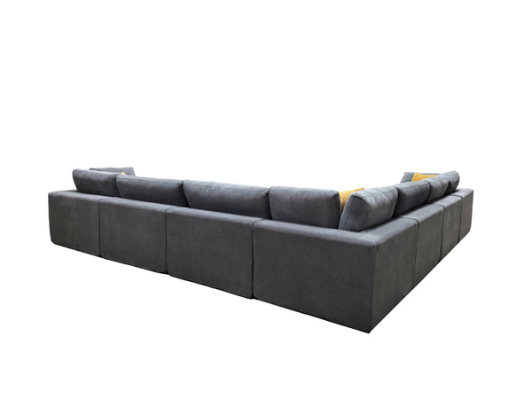English Elm Coffee Bean Textured Modular Sectional Sofa Low Profile Contemporary Living Room Light Gray B2748S00070