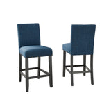 English Elm Biony Blue Fabric Counter Height Stools With Nailhead Trim, Set Of 2