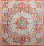 Unique Loom Newport Elms Machine Made Medallion Rug Red, Ivory/Light Blue/Terracotta/Rust Red 10' 2" x 10' 2"