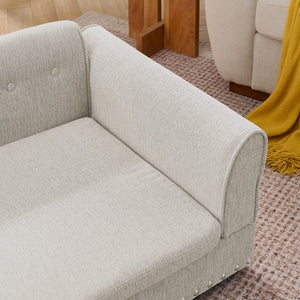 English Elm Oversized Linen Pet Sofa with Armrest Backrest for Large Dogs Modern Living Room W487P430327