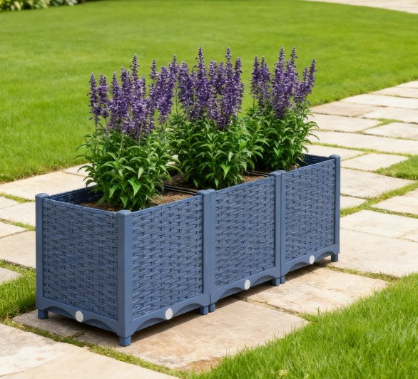 English Elm Outdoor Raised Planter Box with Drainage Reservoir for Herbs Vegetables Balcony T3971P422677