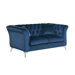 English Elm 102 Inch Linen Modular Sectional Sofa with Hidden Storage and Cloud Cushion Comfort Dark Blue W1099S00171