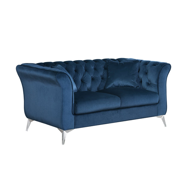 English Elm 102 Inch Linen Modular Sectional Sofa with Hidden Storage and Cloud Cushion Comfort Dark Blue W1099S00171