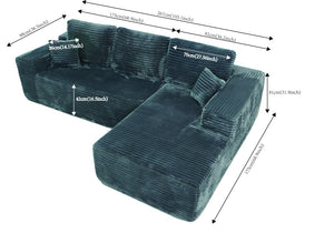 English Elm Cloud Sectional Couch - Modern L-Shape Modular Sofa In Plush Corduroy, No Assembly, Versatile Grey Design W3975S00013
