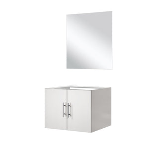 English Elm Glossy White Single Bath Vanity Set With Frameless Mirror - Modern, Space-Saving Design & Storage B2731S00532