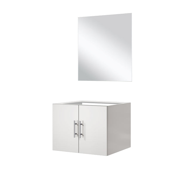 English Elm Glossy White Single Bath Vanity Set With Frameless Mirror - Modern, Space-Saving Design & Storage B2731S00532