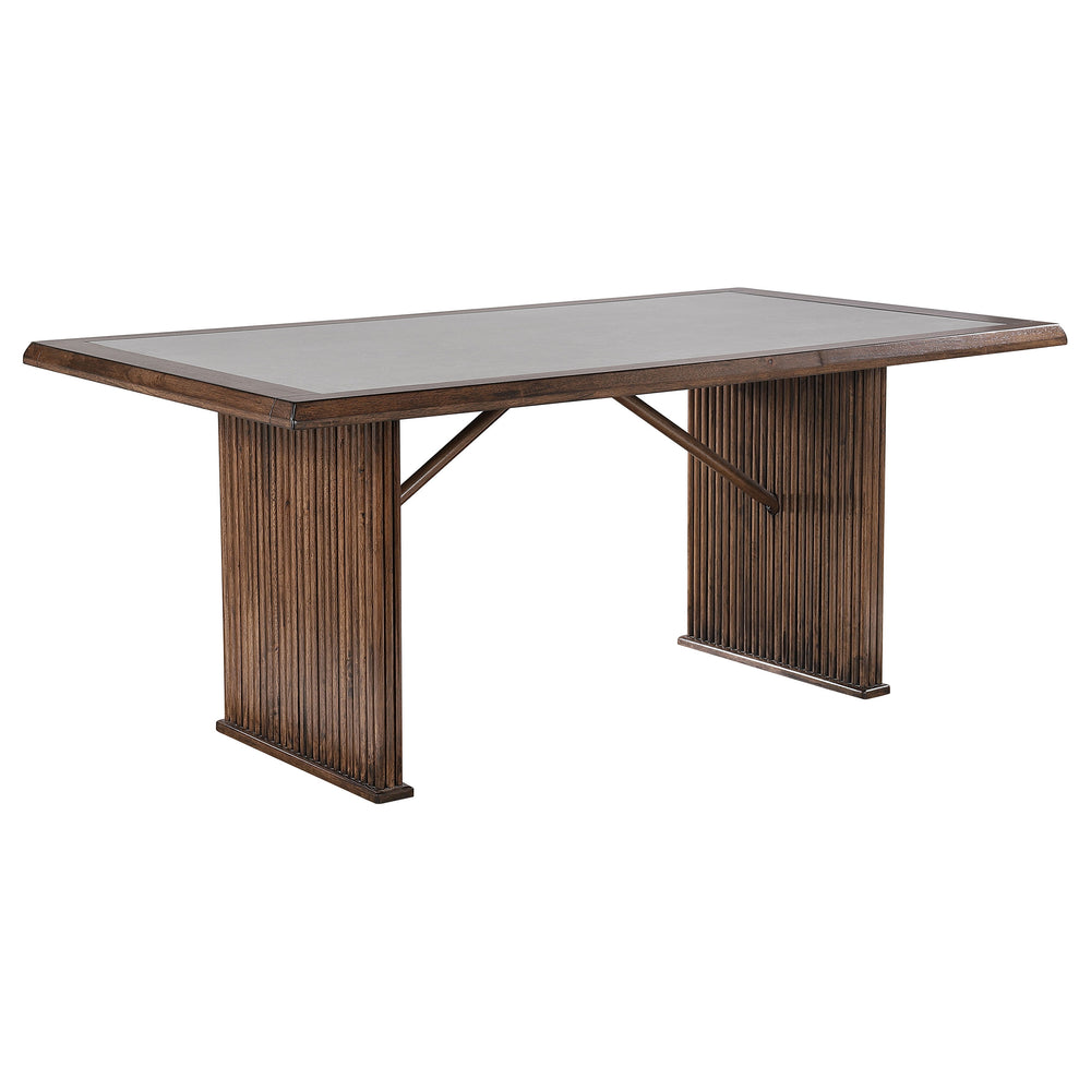 English Elm Wawona Sintered Stone Top Dining Table with Reeded Rubberwood Base Seats Six B062S01669