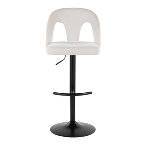 English Elm Adjustable Swivel Barstools Set of 2 White Upholstered Seats Black Metal Frame B202S02160