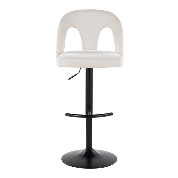 English Elm Adjustable Swivel Barstools Set of 2 White Upholstered Seats Black Metal Frame B202S02160