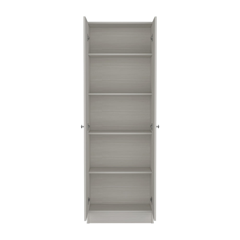English Elm Multistorage Cabinet 71" H - Stylish White-Washed Oak With 5 Adjustable Shelves For Versatile Storage B097132952