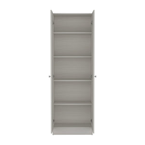 English Elm Multistorage Cabinet 71" H - Stylish White-Washed Oak With 5 Adjustable Shelves For Versatile Storage B097132952