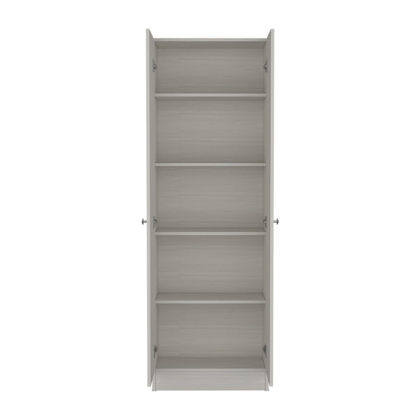 English Elm Multistorage Cabinet 71" H - Stylish White-Washed Oak With 5 Adjustable Shelves For Versatile Storage B097132952