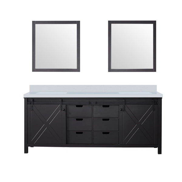 English Elm Brown Double Bath Vanity 80" W x 22" D with Cultured Marble Top, Soft-Close Drawers, Mirrors Included B2731S00904