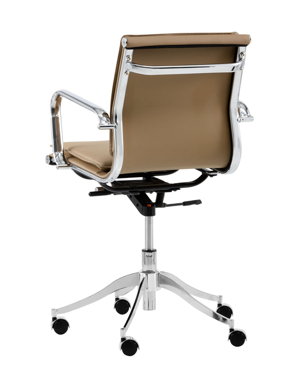 Sunpan Morgan Office Chair - Comfortable Faux Leather Design with Stainless Steel Frame for Modern Workspaces Tan