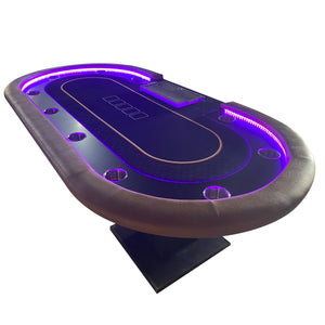 English Elm 96" Oval 10 Player Poker Table with Dimmable Led Speed Cloth and Pro Drop Box W2748S00034