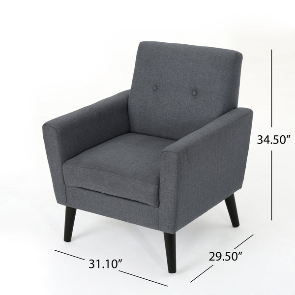 English Elm Christopher Knight Home® - CLUB Vintage-Inspired Fabric Club Chair with Nailhead Trim & Scroll Arms, Birch Legs, Contemporary Comfort DARK GREY 31.5 L x 27.75 W x 18.5 H 60848.00DGY