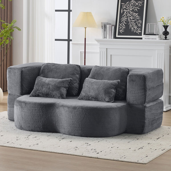 English Elm Queen Foldable Sofa Bed Plush Chenille Futon with High-Density Foam Convertible Sleeper Mattress Comfort Dark Gray W1829P280219