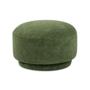 English Elm Jennifer Taylor Home - Fuji Mushroom Footstool Ottoman 15" — Moss Fleeced Teddy Sherpa Seat, Durable 200lb Support Green B2719P280163