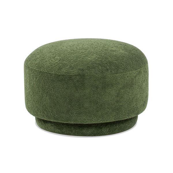 English Elm Jennifer Taylor Home - Fuji Mushroom Footstool Ottoman 15" — Moss Fleeced Teddy Sherpa Seat, Durable 200lb Support Green B2719P280163