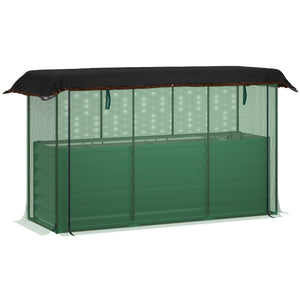 English Elm Outsunny Galvanized Steel Raised Planter with Crop Cage and 60 Percent Shade Cloth W2225P485601