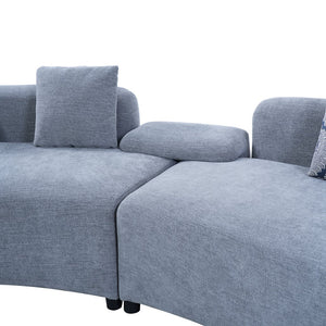 English Elm 122" Curved Sofa Off-white Fabric Four Seat Modern Living Room Couch with Damask Pillows Grey N758T030405E