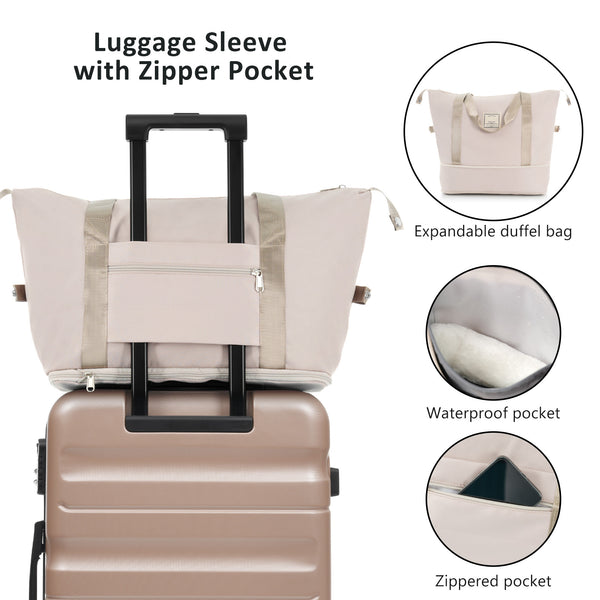 English Elm Hardshell Abs Four Piece Luggage Set with Spinner Wheels Tsa Lock Packing Cubes Champagne N730P262653E