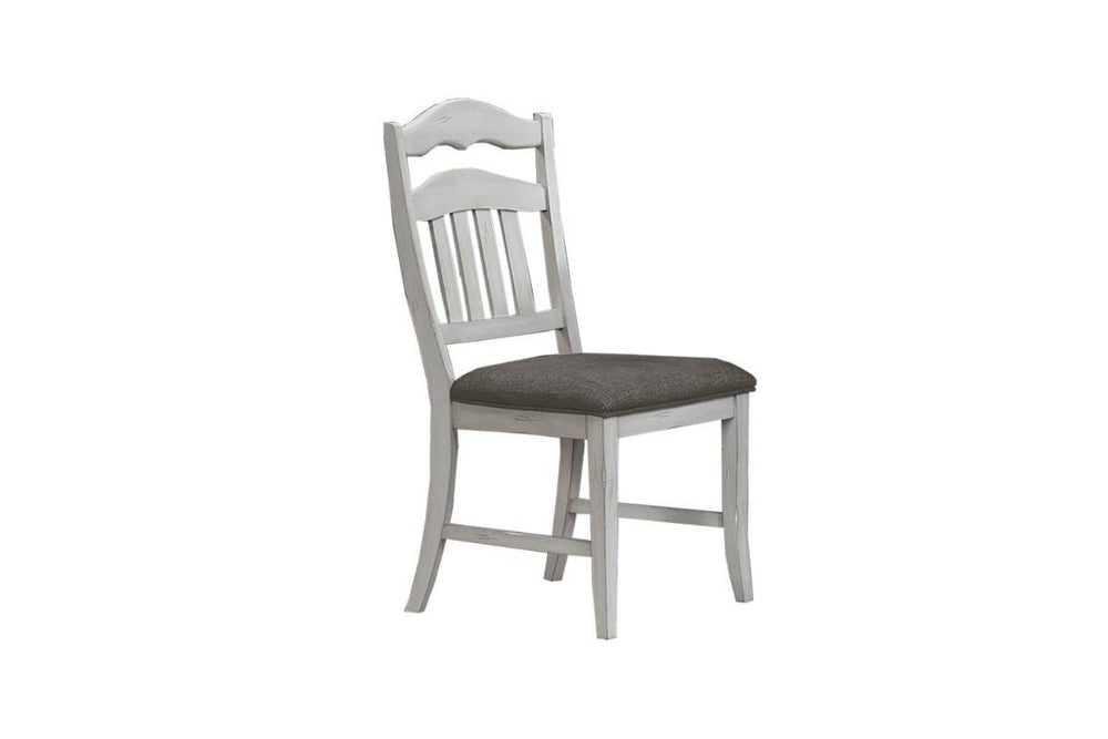 English Elm Contemporary Distressed Antique White Ladderback Dining Chairs with Padded Upholstered Seat, Set of 2 B011P251644