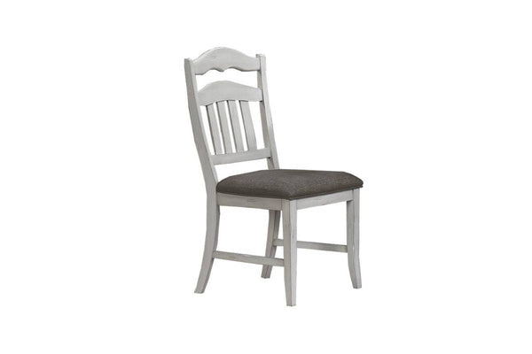 English Elm Contemporary Distressed Antique White Ladderback Dining Chairs with Padded Upholstered Seat, Set of 2 B011P251644