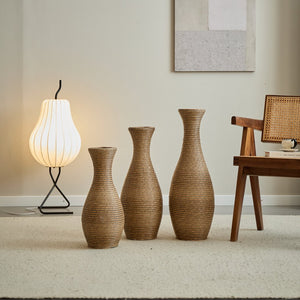 English Elm 3-piece modern PVC floor vase set with tall standalone racks for artificial branches and decor accents Beige W2796P261494