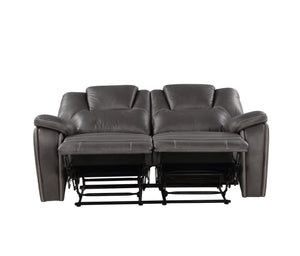 English Elm Steve Silver - Katrine 3-Piece Living Room Set with Faux-Leather Baseball Stitching, Padded Headrests & Recline Charcoal B081S00284