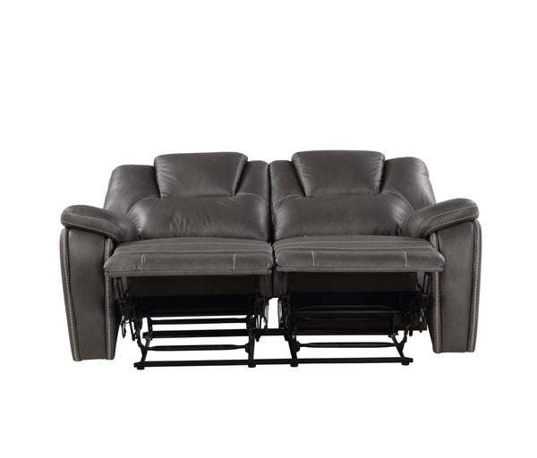 English Elm Steve Silver - Katrine 3-Piece Living Room Set with Faux-Leather Baseball Stitching, Padded Headrests & Recline Charcoal B081S00284