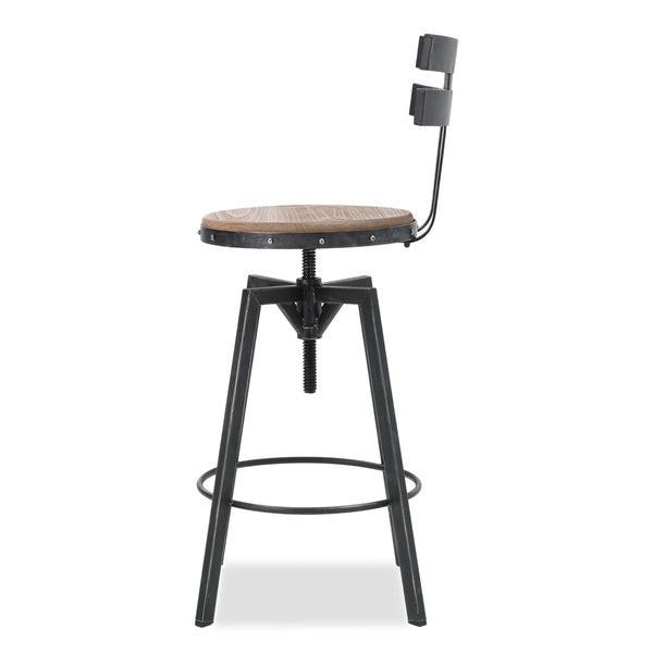 English Elm Christopher Knight Home® - METAL Barstool with Antique Firwood Seat and Black Brush Silver Frame — Rustic Chic Kitchen Seating 60164.00