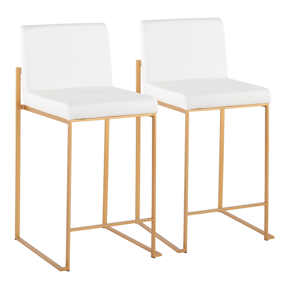 English Elm Contemporary High Back Upholstered Counter Stools with Steel Frame for Kitchen Island White B202P221947