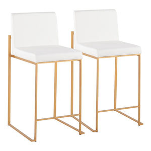 English Elm Contemporary High Back Upholstered Counter Stools with Steel Frame for Kitchen Island White B202P221947