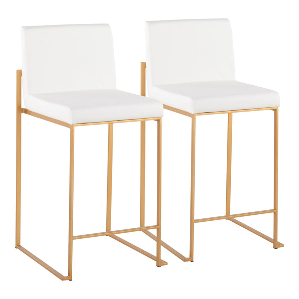 English Elm Contemporary High Back Upholstered Counter Stools with Steel Frame for Kitchen Island White B202P221947