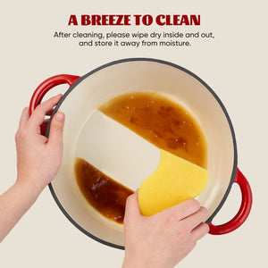 English Elm Miereirl Enameled 4.5 Quart Dutch Oven Red with Shower Lid, Nonstick Porcelain Coating, Versatile Cooking T3950P385669