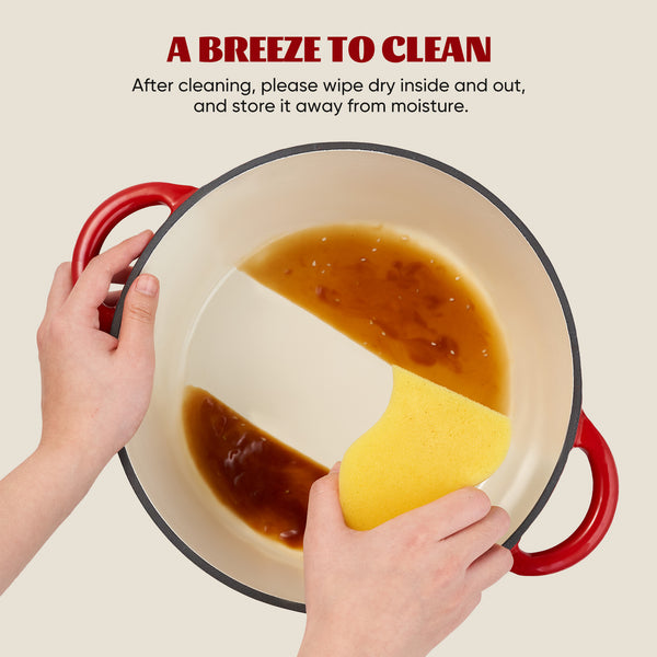 English Elm Miereirl Enameled 4.5 Quart Dutch Oven Red with Shower Lid, Nonstick Porcelain Coating, Versatile Cooking T3950P385669