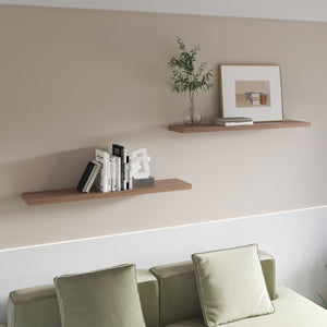 English Elm Greer Floating Shelf Melamine Set of 2 — Modern Minimalist Wall-Mounted Shelves for Home Office Light Brown 47.2 L x 10.2 W x 3.5 H B128P375282