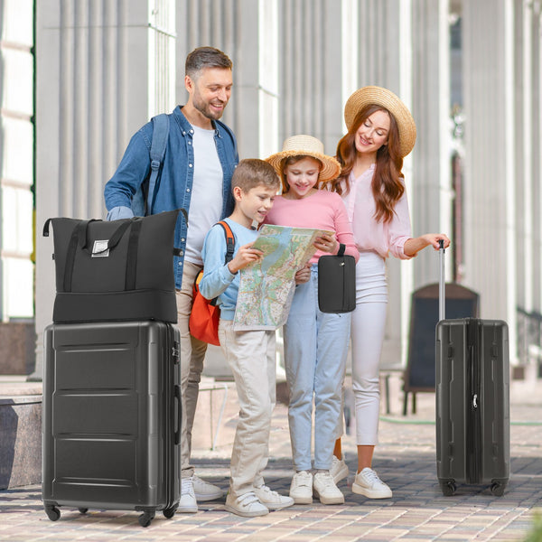 English Elm 2 Piece Abs Hard Shell Spinner Luggage Set with Tsa Lock Expandable Travel Suitcases Dark Gray N732P198744B