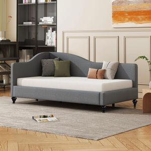 English Elm Twin L-shaped Linen Daybed with Solid Wood Legs for Bedroom or Studio Lounging SF100145AAE-1