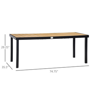 English Elm Outsunny 75" Rectangular Outdoor Dining Table For 8 - Stylish Faux Wood Top & Durable Aluminum Frame W2225P174356-GIGA