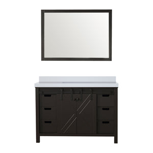 English Elm Brown Wood 48" Bath Vanity with White Quartz Top, 44" Mirror, Soft-Close Drawers & Ample Storage B2731S00717