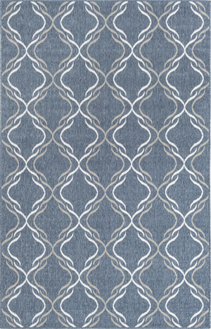 Unique Loom Outdoor Trellis Parmaklik Machine Made Lattice Rug Navy Blue, Ivory/Gray 5' 3" x 8' 0"