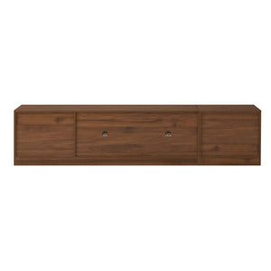 English Elm 78" TV Stand for TVs up to 85" — Walnut Media Console with Rattan Doors, Fluted Fronts & Adjustable Shelves N710P362196P